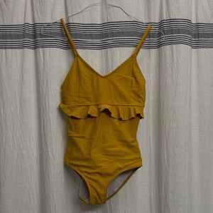 Yellow Ruffled One Piece Swimsuit
